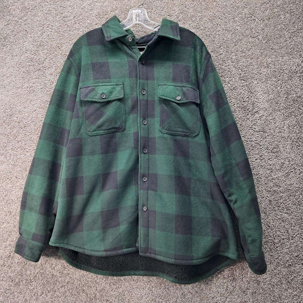 Boston Traders Mens XXL Pine Plaid Fleece Sherpa Lined‎ Shirt Jacket